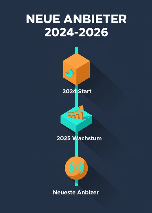 Zeitstrahl neuer Banktransfer-Anbieter 2024 bis 2026: Start 2024, Wachstum 2025 und die neuesten Anbieter.