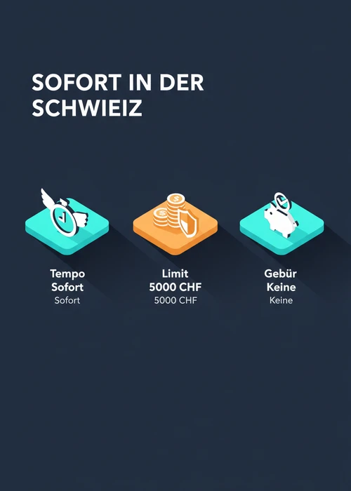 Sofort als Banktransfer in der Schweiz: Tempo sofort, Limit 5000 CHF und keine Gebühr für Schweizer Spieler.